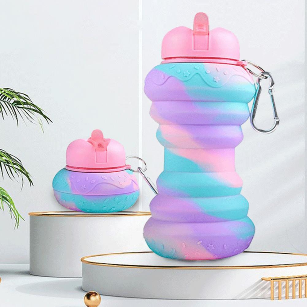 600ML Folding Water Cup Large Caliber Doughnut Shape Sport Bottle Drop-resistant Lightweight To Carry Water Cup Daily Use