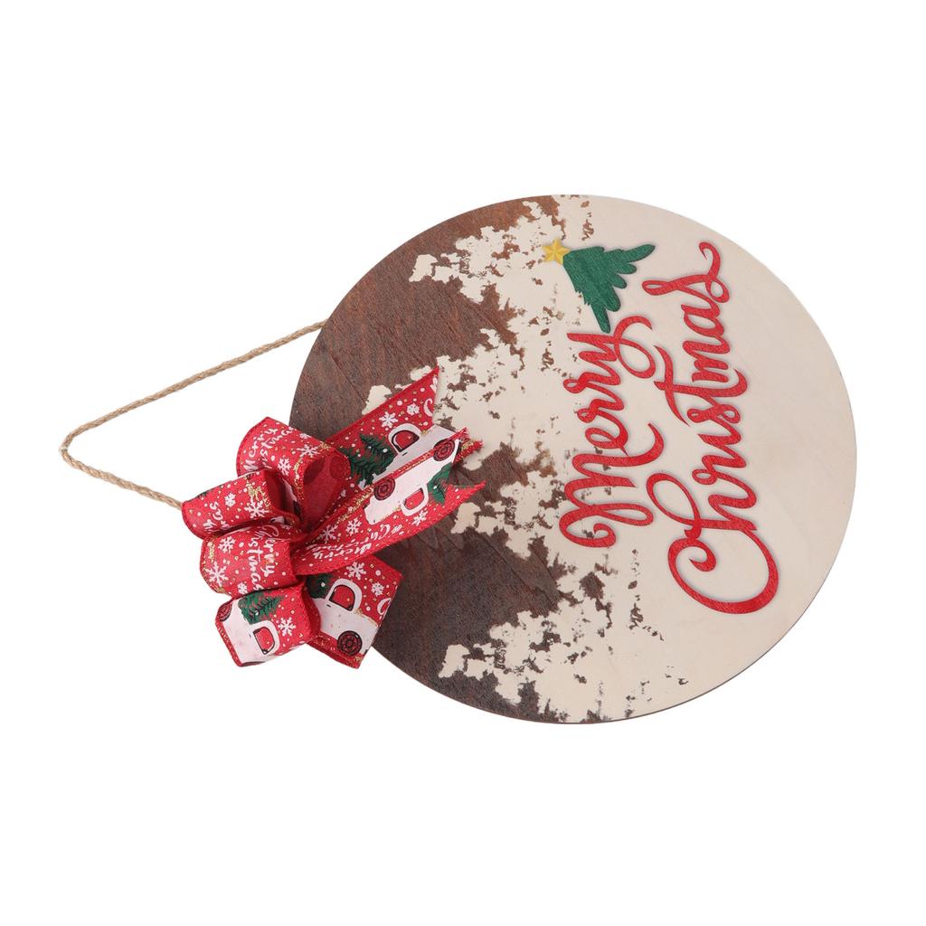 Świąteczny Znak Powitalny Okrągły z Kokardą Topolowy Świąteczny Wieszak na Drzwi do Domu na Przyjęcie