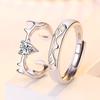 2pcs Couple 925 Sterling Silver Rings Sparkly Zircon for Women and Men Superior Luxury Wedding Jewelry Anniversary Gift