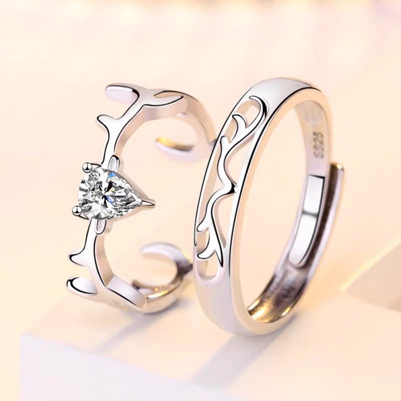 2pcs Couple 925 Sterling Silver Rings Sparkly Zircon for Women and Men Superior Luxury Wedding Jewelry Anniversary Gift