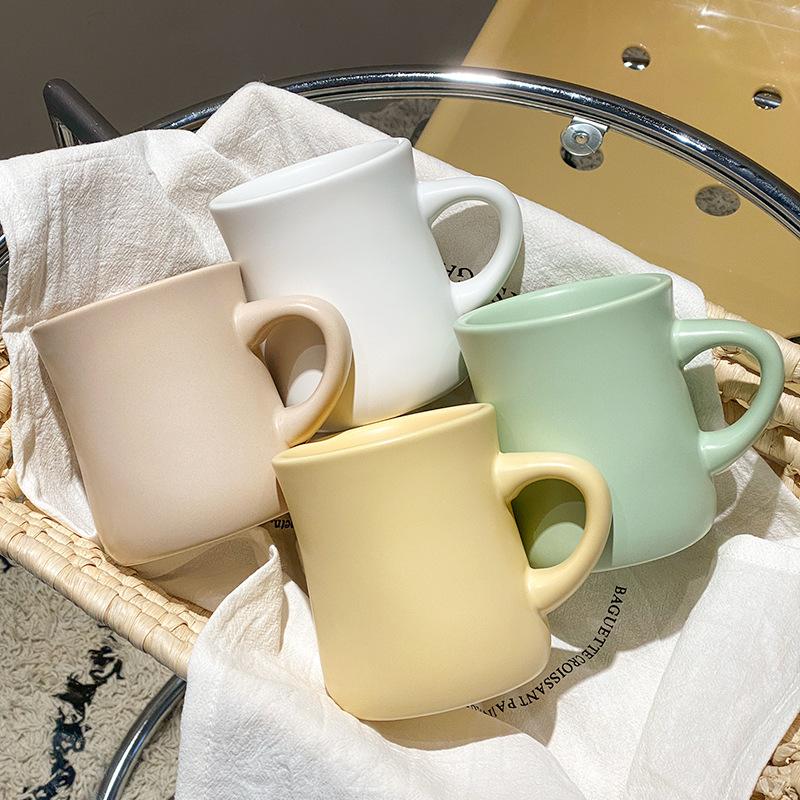 Household Cup Ins Wind Simple Cream Yellow Ceramic Mug Coffee Cup Couple Water Cup