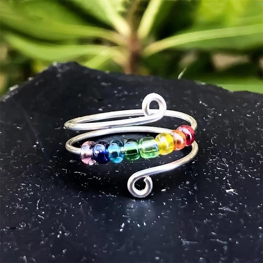 Rotating Enamel Fingertip Ring  Luck Ring Rotating Adjustable Open Ring Jewelry