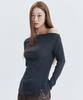 Ihr Rib Off-Shoulder T-Shirt / Charcoal
