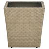 VidaXL Beistelltisch Beige 41,5x41,5x44 cm Poly Rattan und Hartglas