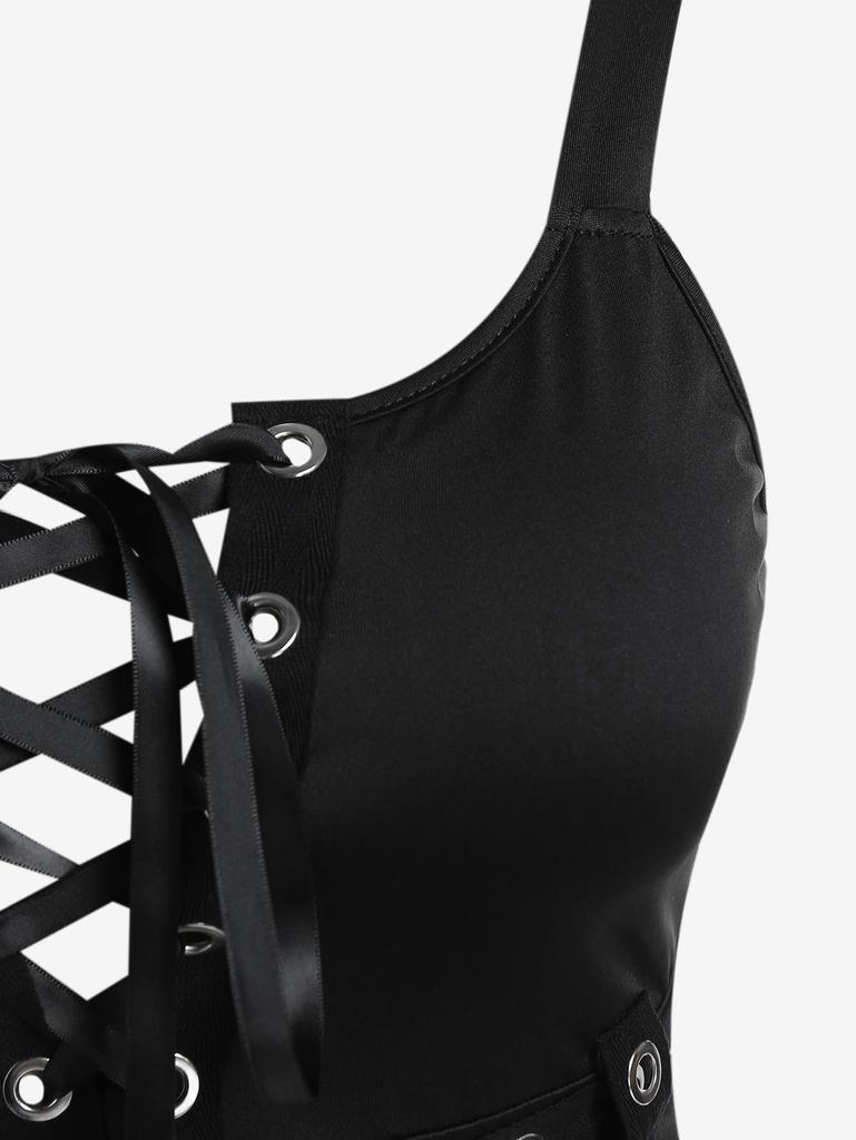 Rosegal – Eng anliegendes und ausgestelltes Kleid mit Schnürung und Ösen in Übergröße