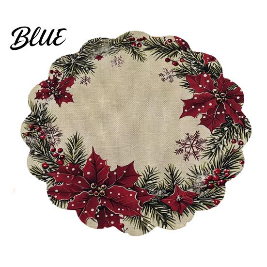 Tapis décoratif d'isolation thermique Rond Set de table de Noël 14 pouces Motif festif Antidérapant Protecteur de table Couvercle de table anti-brûlure Endroit pour manger