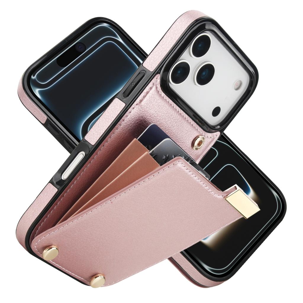 For iPhone 17 Pro Max Case TPU + PU Leather Hardware Decor Phone Cover with Card Holder