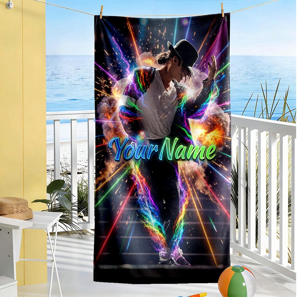 Michael Jackson Customized Name Beach Towel Super Soft & Absorbent Suitable for Swimming Gym Camping Yoga Vacation