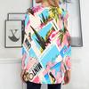 Women Plus Size Round Neck Printed Long Sleeve T Shirt Blue Brown Loose Fit Longline With Pockets