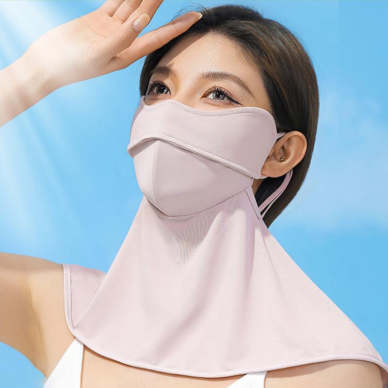 Solid Color Ice Silk Mask Sun Proof Uv Protection Face Scarves Windproof Breathable Face Shield Summer