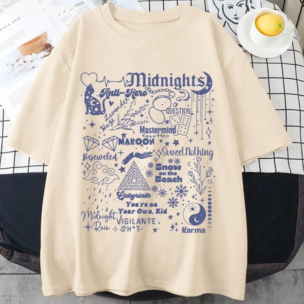 Taylor Swift Midnights Album Tracklist Doodle T-Shirt, Unisex Eras Tour Fan Merch, 100% Cotton Casual Streetwear Top