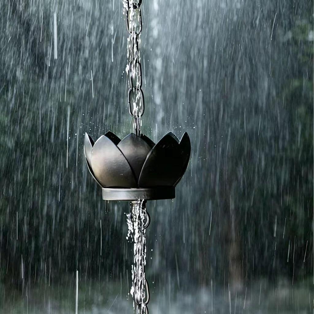 Lotus Garden Gutter Rain Chain - Courtyard Drainage & Water Guide