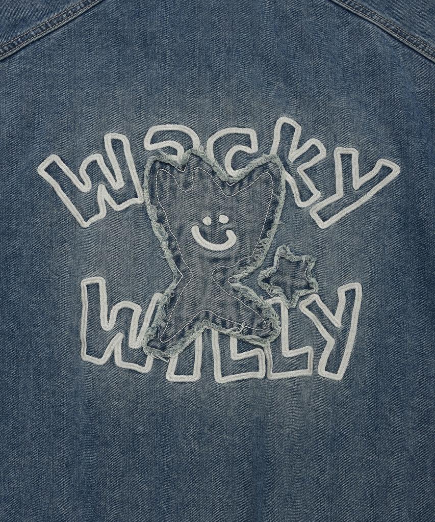 Wacky Willy Graphic Denim Hooded Jumper Blue