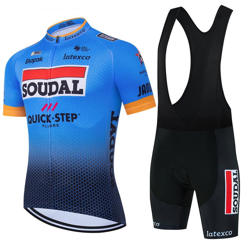 Soudal Quick Step Cycling Jersey Set 2025 Men NEW Summer Cycling Clothing MTB Road Shirt Bicycle Bib Shorts Maillot Ciclismo