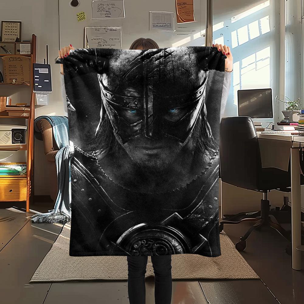 1PC Skyrim Print Flannel Blanket, High quality Comfortable for All Seasons, Home Decor, Warmth and Comfort, Perfect for Christmas Gifts166