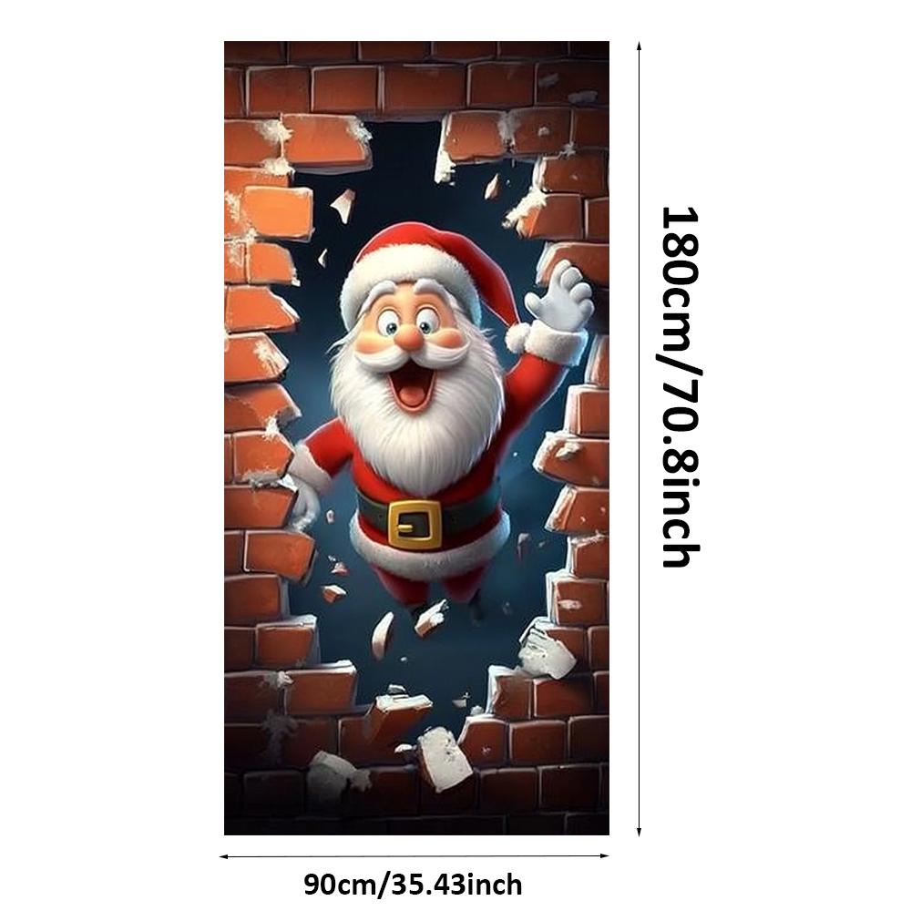 

Creative Santa Claus Breaking The Wall Linings For Christmas Doors Indoor Outdoor Porch Garden Large Decoration 2026 Xmas Banner
