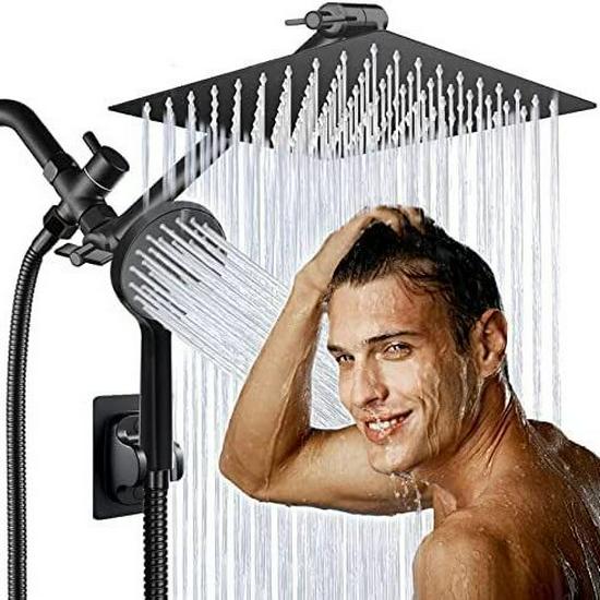 Electroplated Stainless Steel Shower Set with Adjustable Arm and Handheld Multi-functional Shower Head.