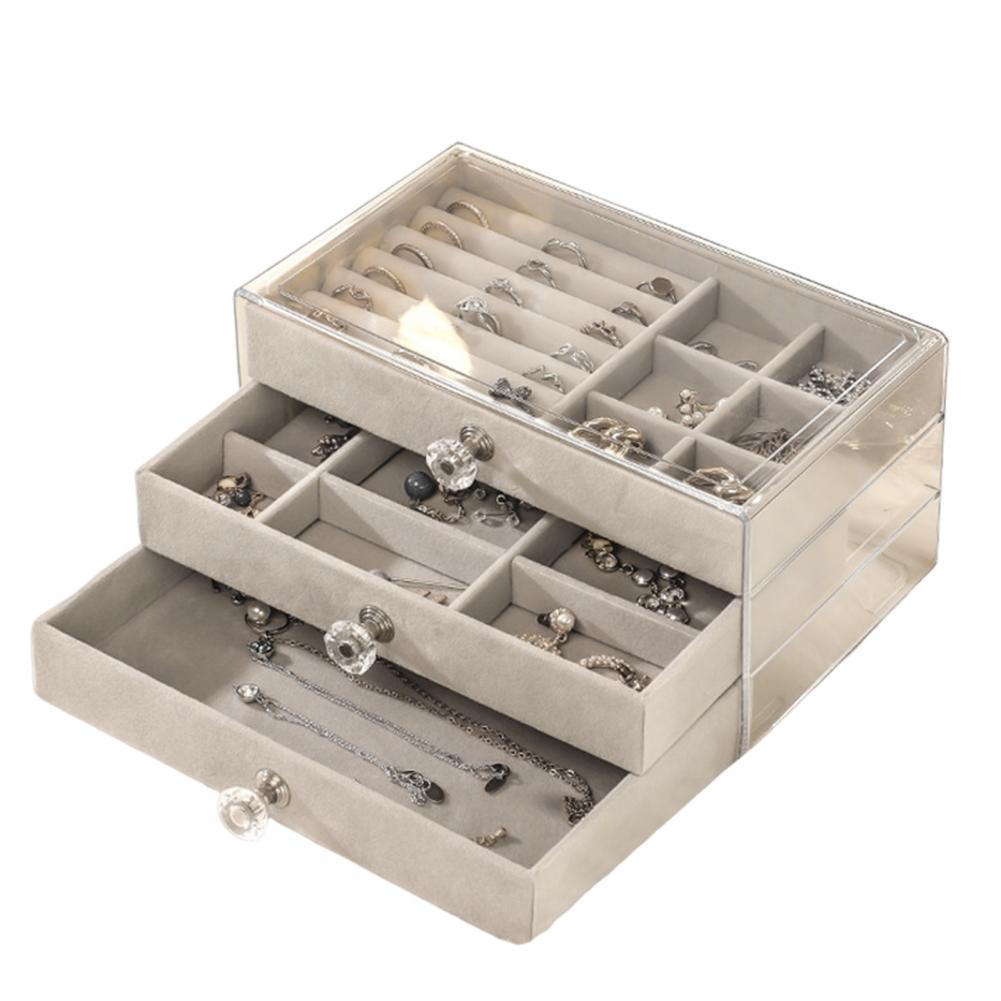 Jewelry Storage Rack Transparent Large Capacity Dustproof Vertical Earrings Display Stand Jewelry Storage Clear Drawer Box Case