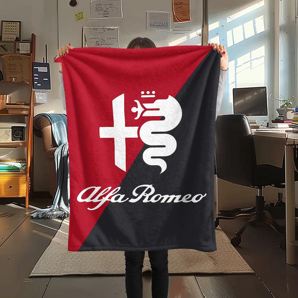 1 pièce Couverture en flanelle avec imprimé Alpha Romeo, Haute qualité, Toutes saisons, Décoration d'intérieur, Chaleur et Confort, Parfait pour les cadeaux de Noël