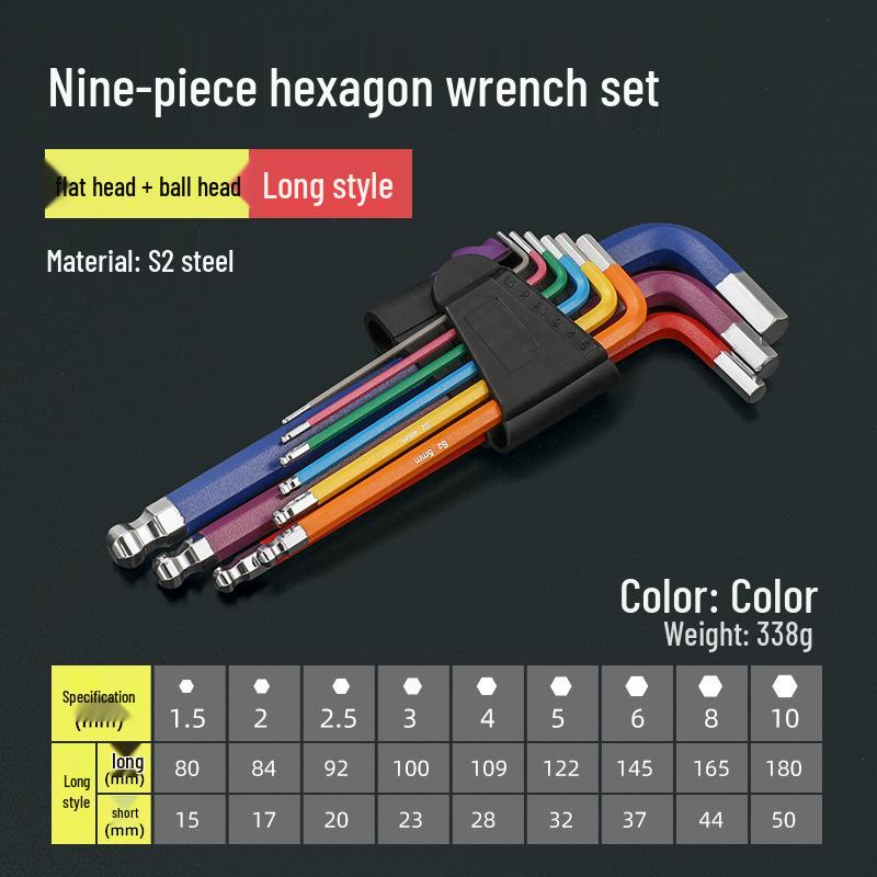 Bangyuan Industriequalität Farbiger Sechskantschlüsselsatz (1.5-10MM)
