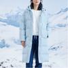 Skechers Colorful Casual Series Solid Color Woven Hooded Mid-Length Down Jacket Women outerwear Cashmere-Blue L422W144-00F5