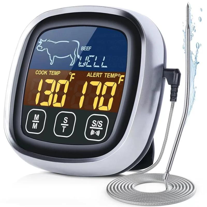 Digital Kitchen Thermometer Probe Touch Screen BBQ Meat Beef Food Temperature Measure Tool Steak BBQ Timer Cooking Tools