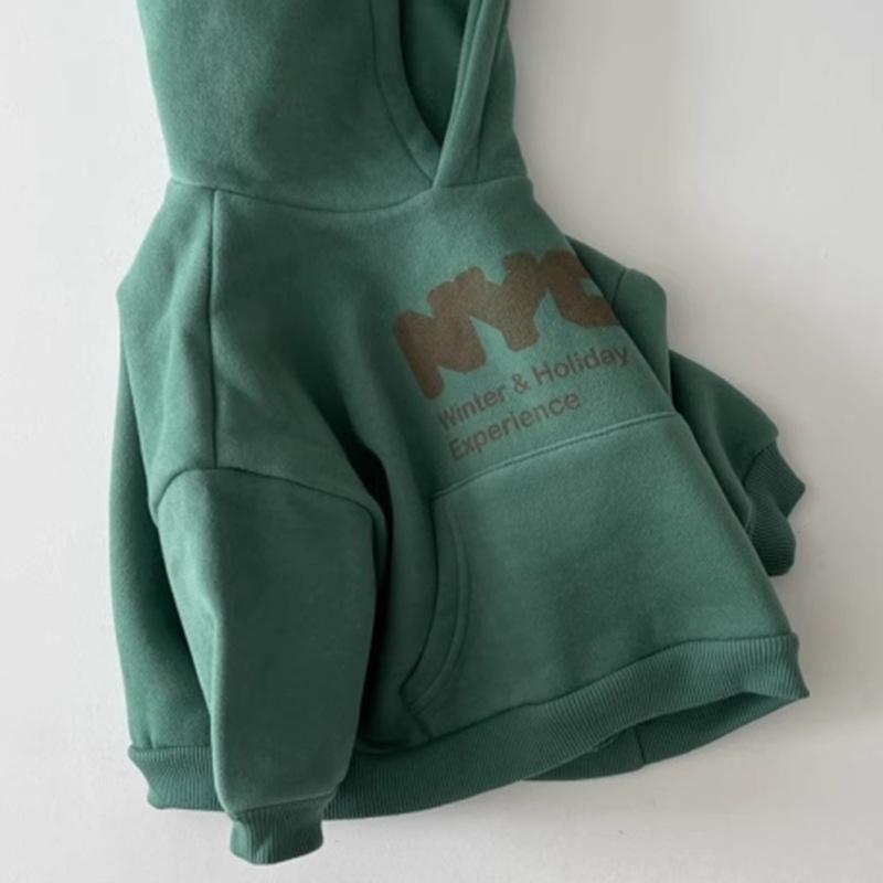 Autumn Children Long Sleeve Casual Sweatshirt Boys Girls Fleece Hoodie Kids Letter Print Warm Hooded Tops Baby Clothes