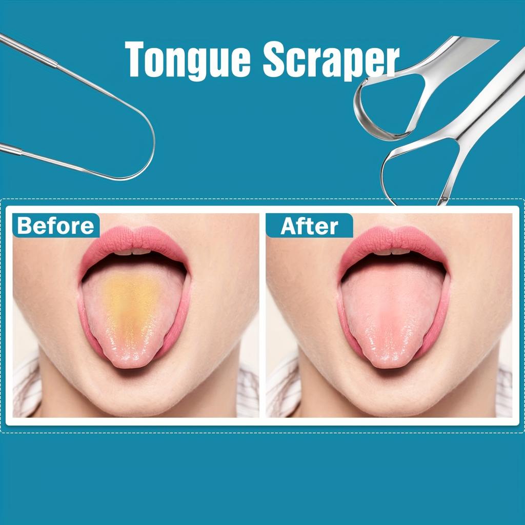 Stainless Steel Tongue Scraper, Portable Tongue Scraper, Oral Care Halitosis Cleaner, Suitable for Home And Clinic Use