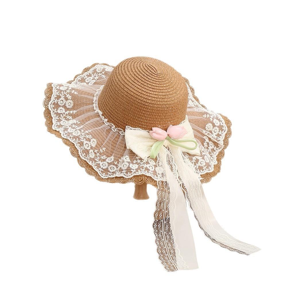 Korean Style Sun Hat With Bow Tie And Flowy Ribbon For Face Sunshade And Casual Wear