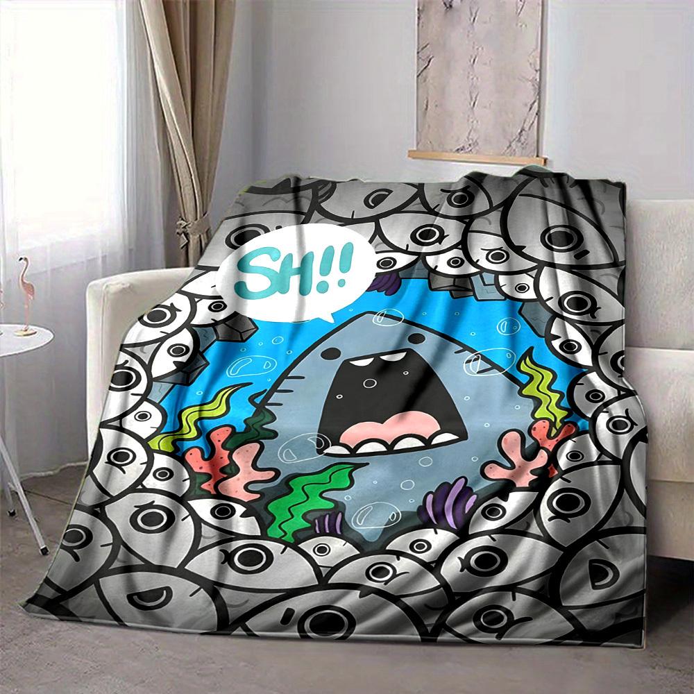1pc Shark Eyes Print Blanket   Lightweight Flannel Throw Blanket For Sofa, Bed, Living Room, Office, Outdoor Travel, Camping