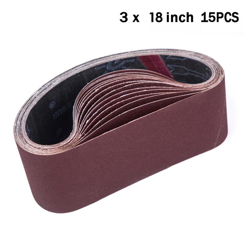 15Pcs Sanding Belt 75x457mm Sander Belts Set 3 Each of 80 120 150 240 400 Grits for Belt Sander Grinding Sharpening Derusting
