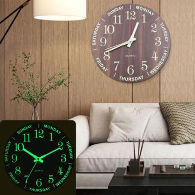 Large Luminous 3D Quiet Wall Clock Glow In The Dark Quartz Battery Powered Home Decor 12-hour Display Night Clock 12*12*1.6inch