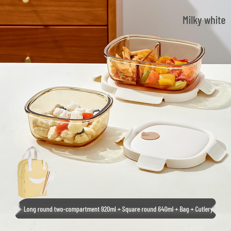 Xilekou Microwave-Safe Glass Lunch and Bento Box for Office & Takeaway