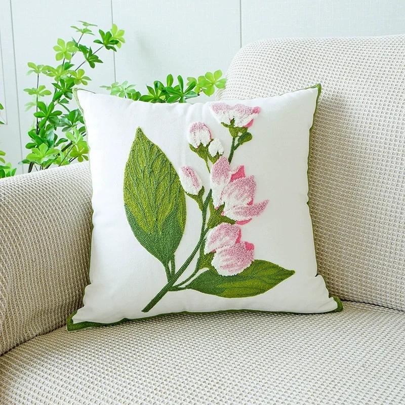 45X45Embroidery Pillowcase Pillow Cover Luxury Flower Nordic Vintage Style Cushion Covers Home Living Room Sofa Couch Seat Decor