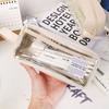 Transparent PVC Pencil Bag Japanese Style Stationery Storage Waterproof Pencil Pouch Cosmetic Bag School Student Supplies New