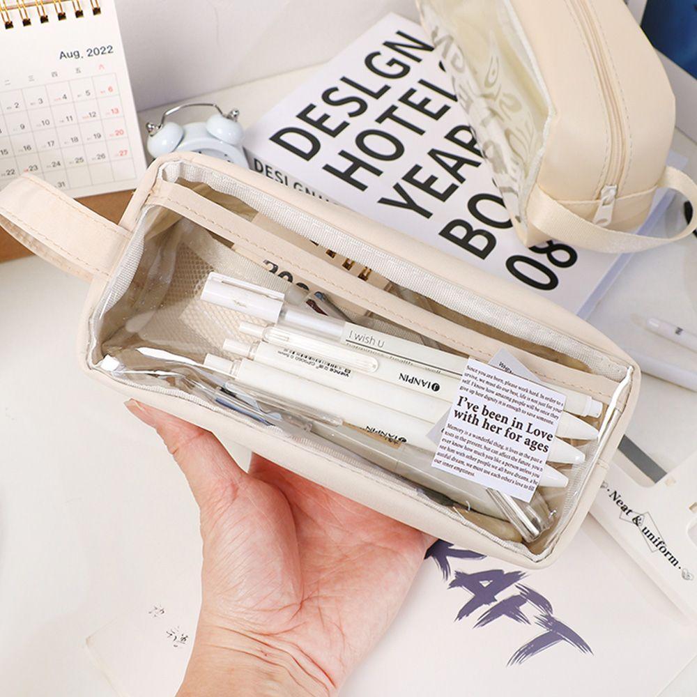 Transparent PVC Pencil Bag Japanese Style Stationery Storage Waterproof Pencil Pouch Cosmetic Bag School Student Supplies New