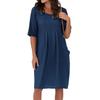 Sommer Locker Rundhals Kurzarmkleid Damen Übergröße Mode Plissiert Taschen Lässig Locker Partykleider Schlicht Elegant Einfarbig Kleidung