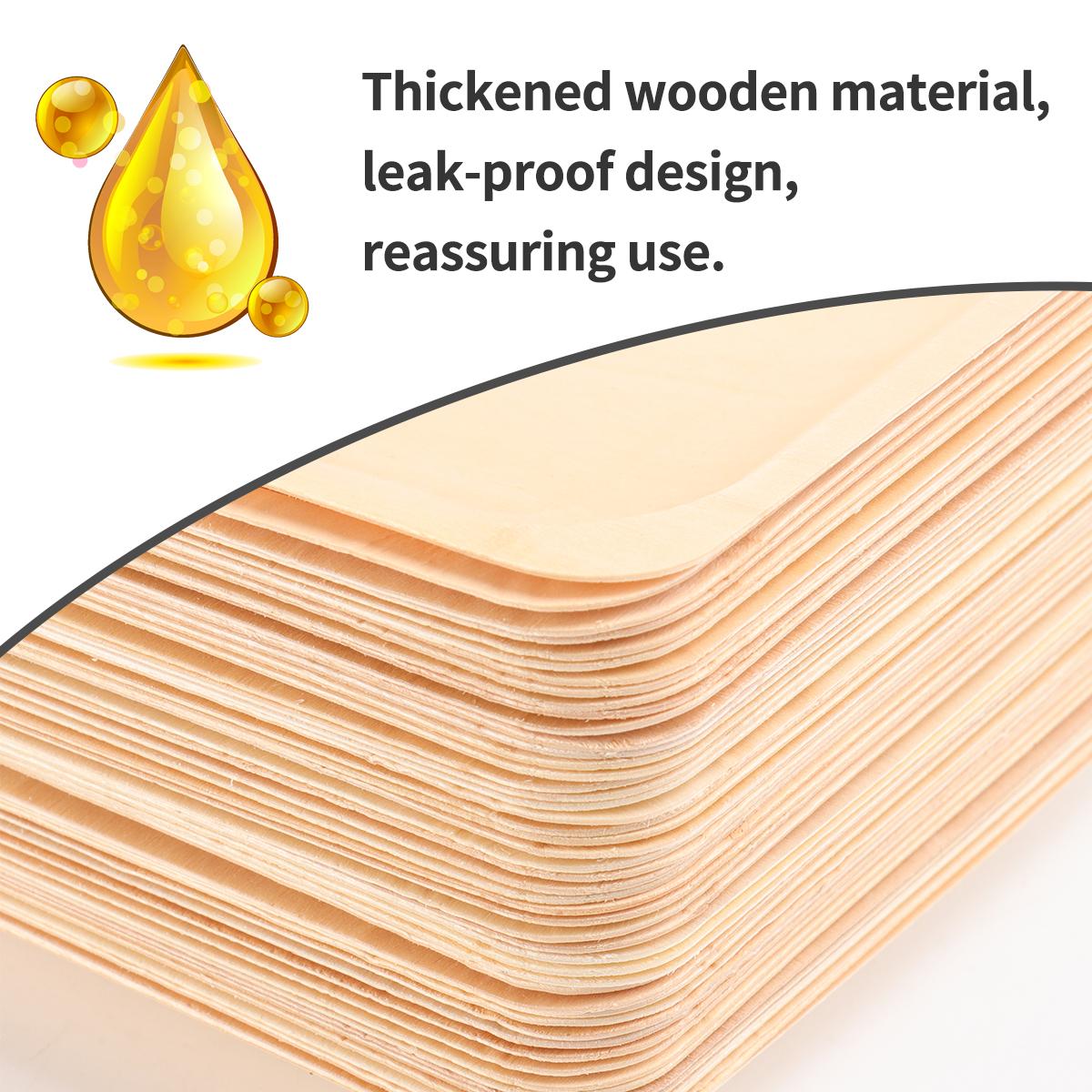 50 шт. Деревянные квадратные тарелки одноразовая посуда для микроволновки — фото 7