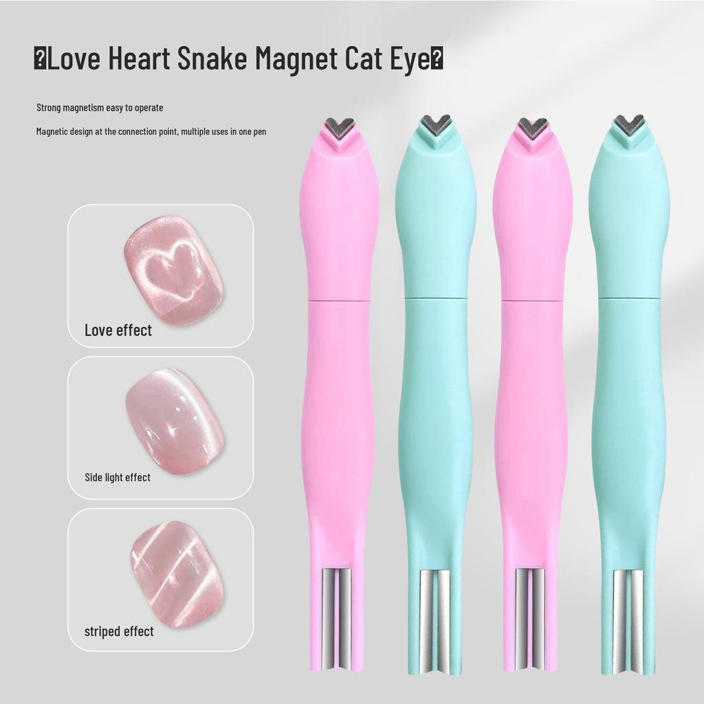 Heart Snake Pattern 3-in-1 Detachable Cat Eye Nail Art Magnet Tool