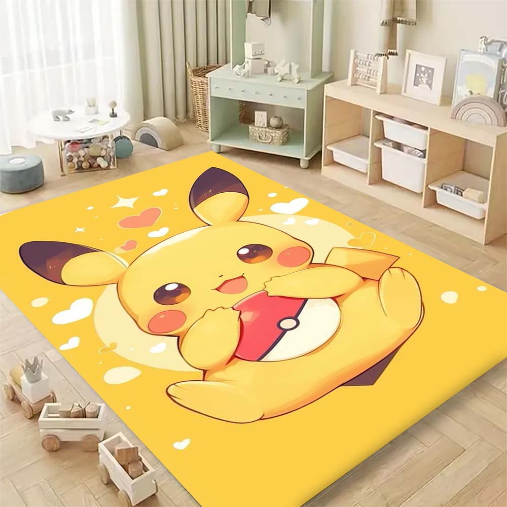 Pokémon Pikachu Print Non-Slip Home Decor Rug, Cute Cartoon Welcome Mat, Perfect Gift for Family and Friends.