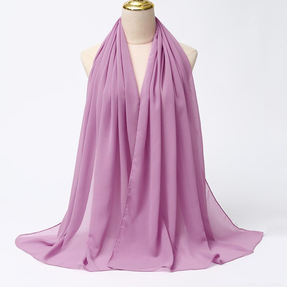 Muzułmańska Chiffonowa Szal Hijab Kobiety Długi Jednolity Kolor Nakrycie Głowy Dla Kobiet Hidżaby Szaliki Panie Muzułmańska Woalka Hidżaby z Jerseyu