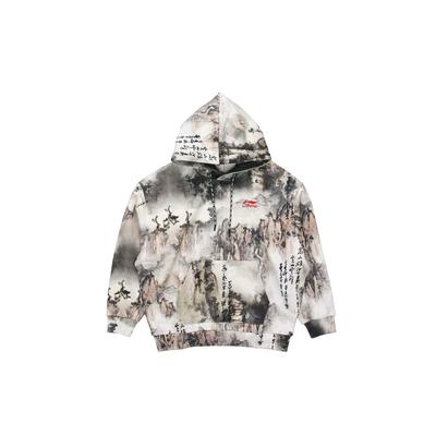Bluză cu glugă Li Ning cu imprimeu peisaj pictură cu cerneală Bărbați Sweatshirt AWDP779-1