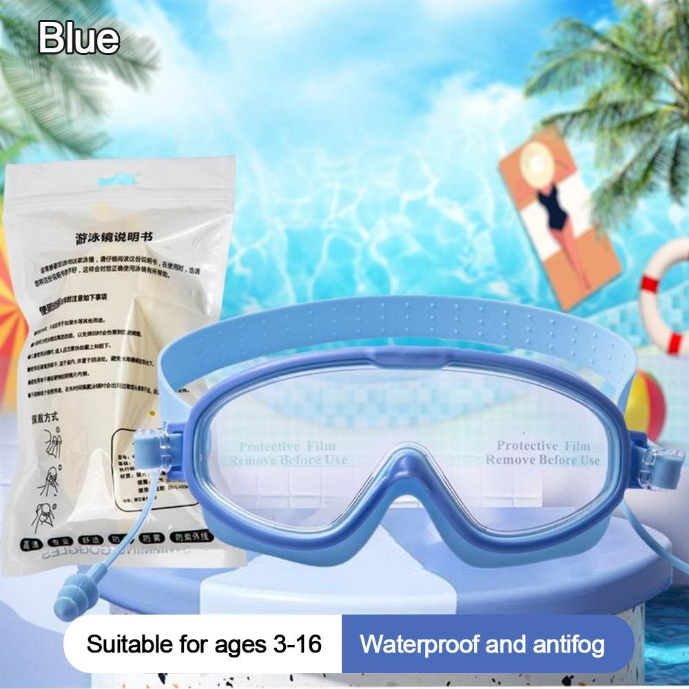 

Водонепроницаемые противотуманные детские очки для плавания, очки в большой оправе, спортивные принадлежности для плавания на открытом воздухе синий