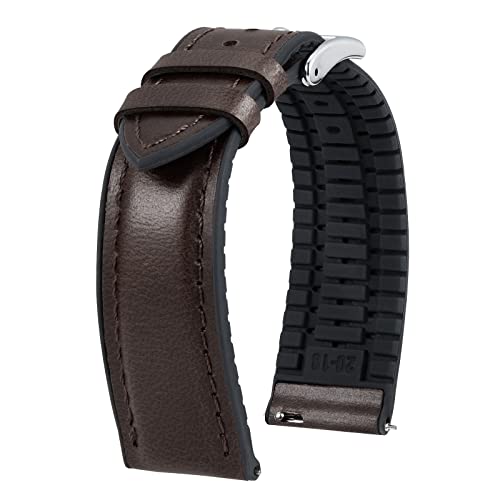 

[BINLUN] Кожаный ремешок для часов, Быстросъемный, Кожаный, Ремешок для часов, Внутренний силикон, Дышащий, 20 mm