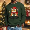 Men's Casual Long Sleeve Crewneck Top with Christmas Print for Holiday Celebrations