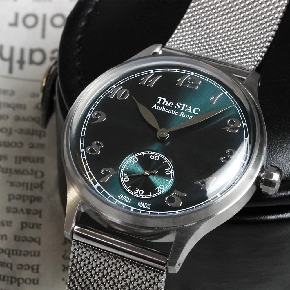 The STAC Classic Retro Stainless Steel Mesh Japanese-Made Wristwatch, 36mm, Style, Men's/Women's, Unisex, Blue-Green, Strap, ST-AR002