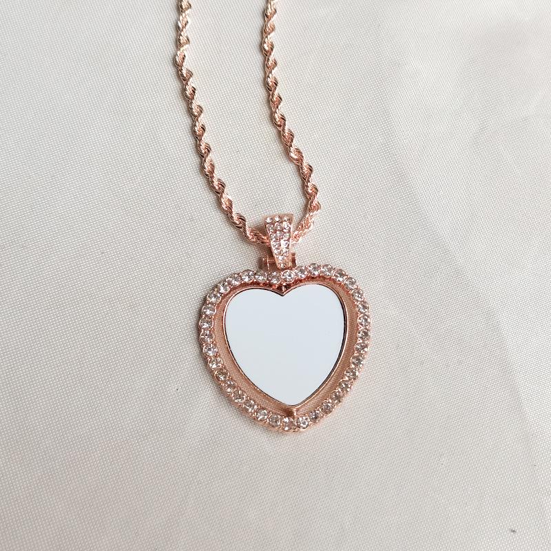 Double-Sided Rotating Rhinestone Hollow Necklace with Personalized Print