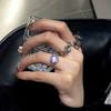 Moonstone Korean Ring Women's Niche Design Sense Personality Astral Irregular Opening Adjustable Ring Index Finger Ring