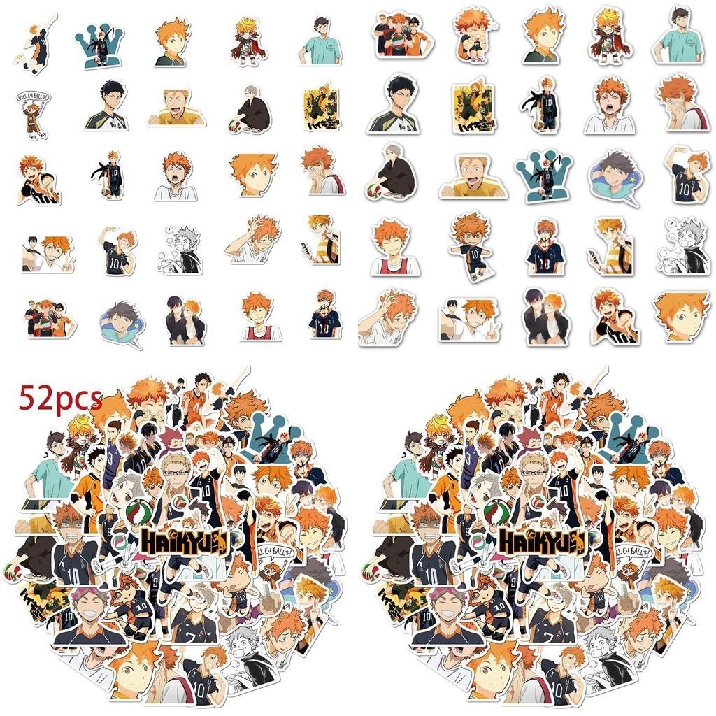 Anime Haikyuu!! 52-piece Sticker Set With Waterproof Multi-color Decals For Laptops And Bikes