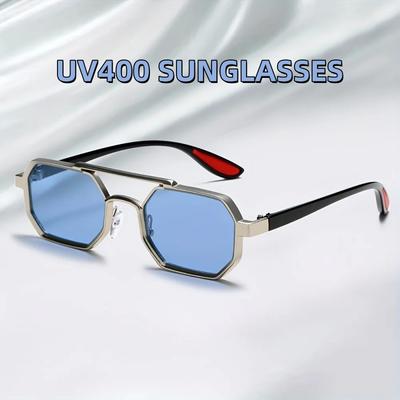 Kovové Rámové Módní Sluneční Brýle pro Muže Polygonální High-End Vzhled UV400 Odolné Specifické pro Řízení Trendy Dámské Brýle